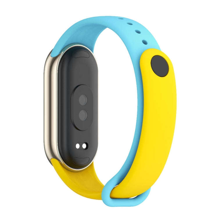 For Xiaomi Mi Band 8 Mijobs Dual Color Silicone Watch Band(Yellow+Blue)