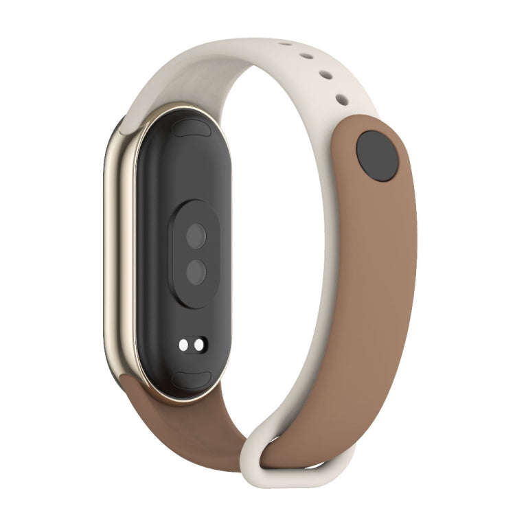 For Xiaomi Mi Band 8 Mijobs Dual Color Silicone Watch Band(Coffee+Grey)