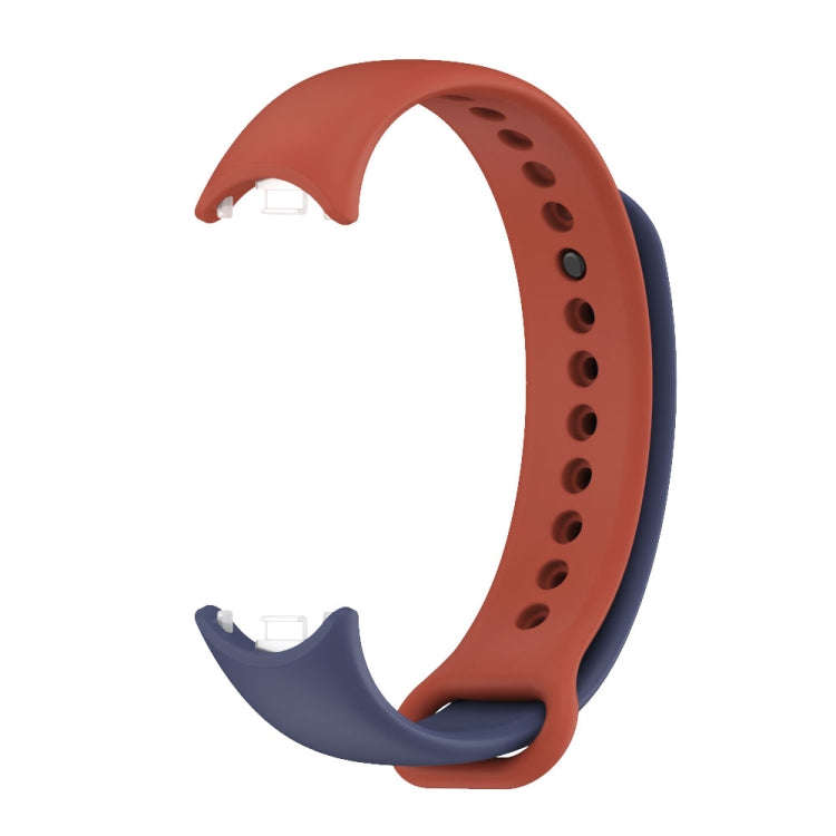 For Xiaomi Mi Band 8 Mijobs Dual Color Silicone Watch Band(Midnight Blue+Orange)