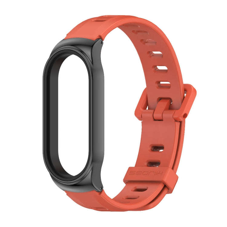 For Xiaomi Mi Band 8 Mijobs CS Case Flat Hole Silicone Watch Band(Orange Black)