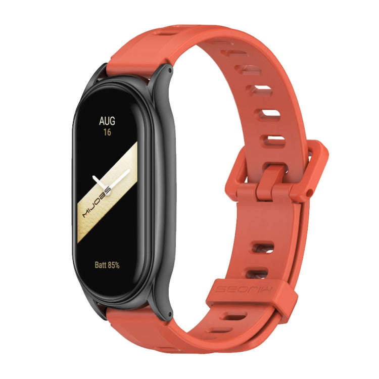 For Xiaomi Mi Band 8 Mijobs Plus Case Flat Hole Silicone Watch Band(Orange Black)