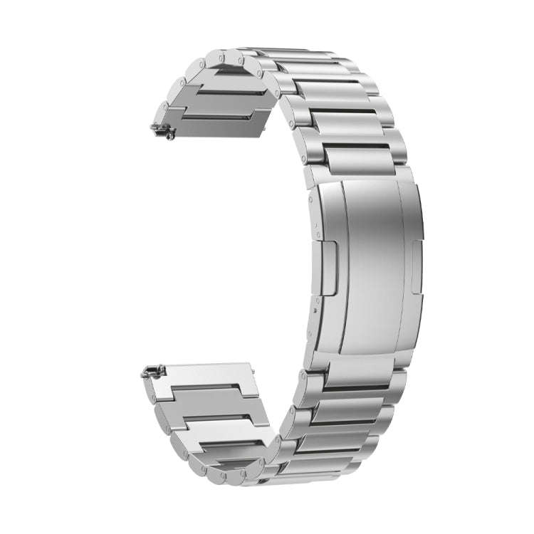 22mm Three Strains Vertical Riser Turtle Buckle Titanium Metal Watch Band(Silver)