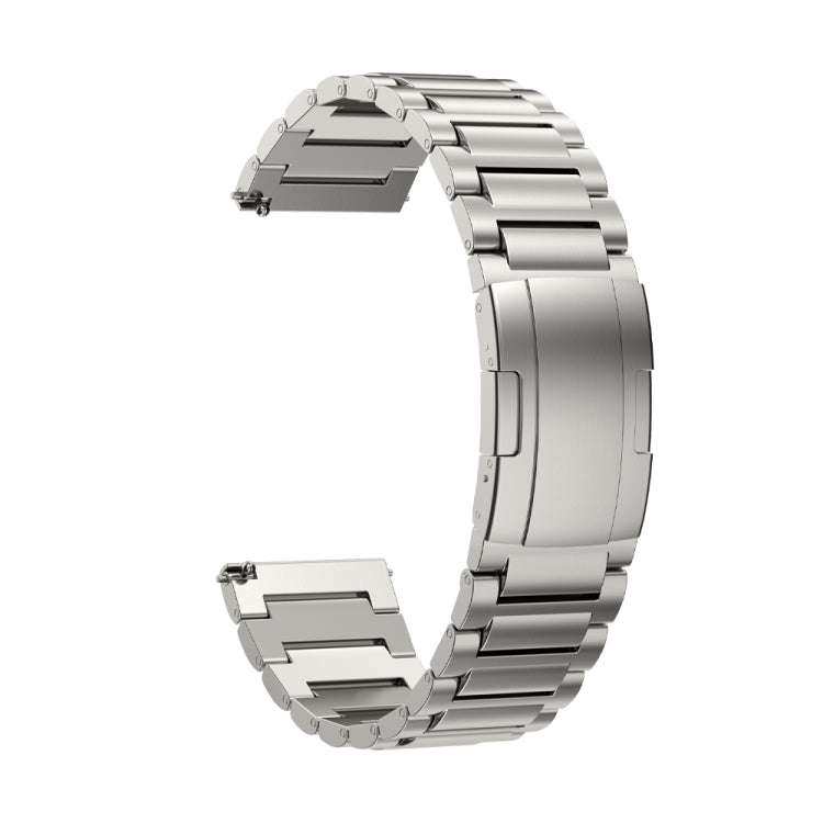 22mm Three Strains Vertical Riser Turtle Buckle Titanium Metal Watch Band(Titanium Gray)