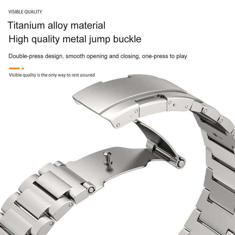 22mm Three Strains Vertical Riser Turtle Buckle Titanium Metal Watch Band(Silver)