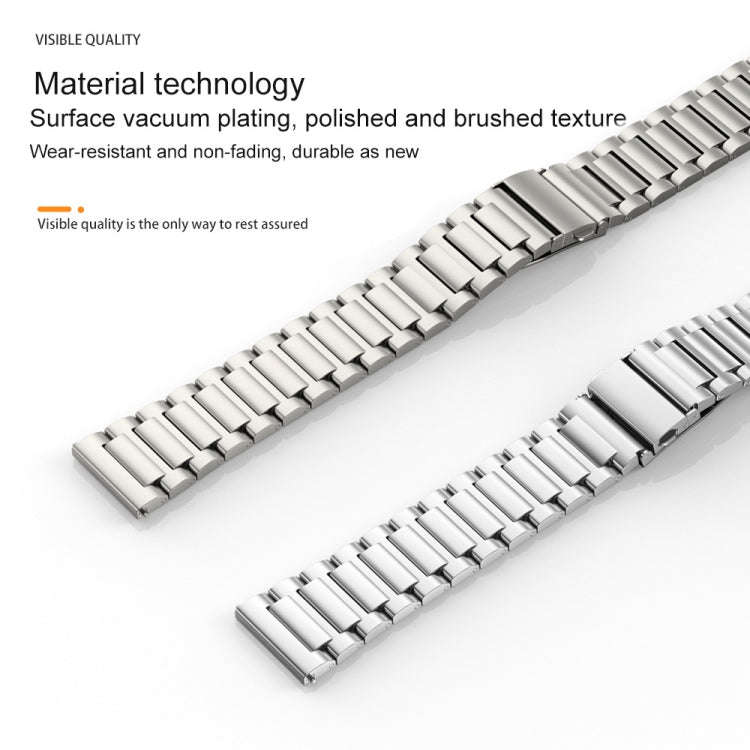 22mm Three Strains Jump Buckle Titanium Metal Watch Band(Black)