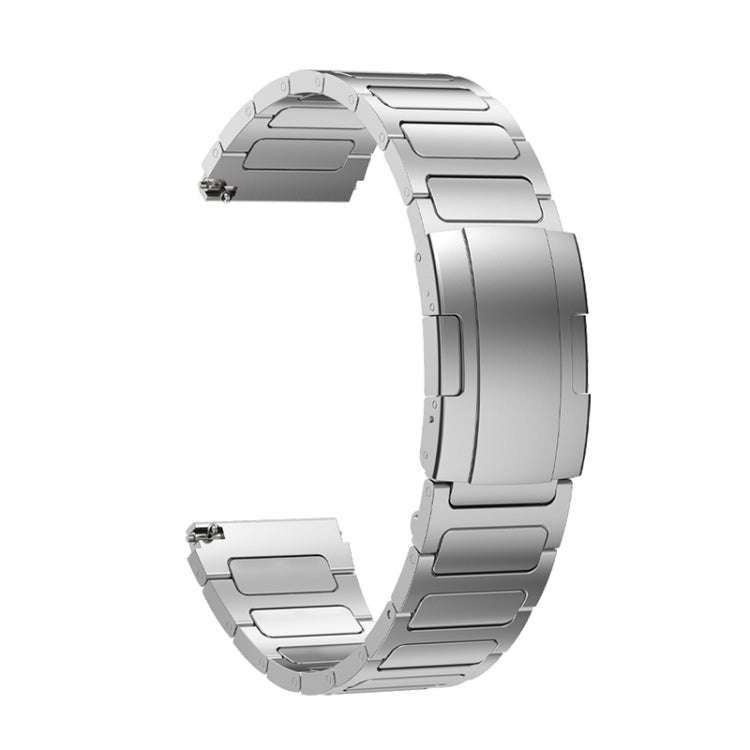 22mm Three Strains Uplift Turtle Buckle Titanium Metal Watch Band(Silver)