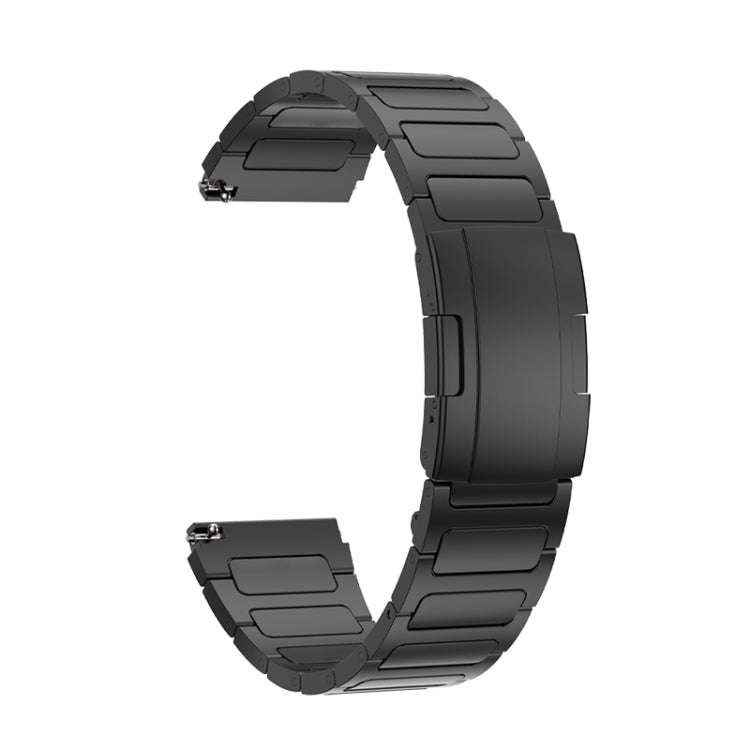 22mm Three Strains Uplift Turtle Buckle Titanium Metal Watch Band(Black)