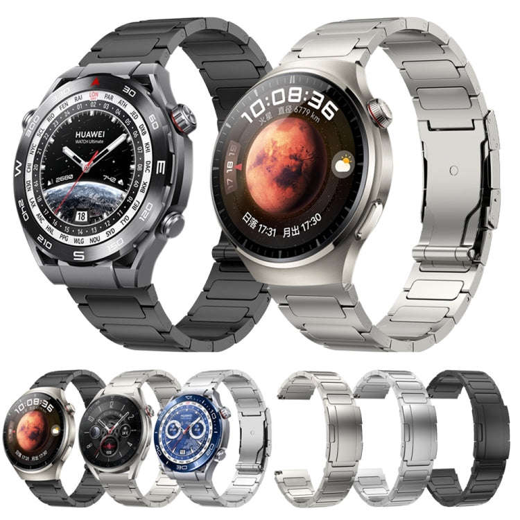 22mm Three Strains Uplift Turtle Buckle Titanium Metal Watch Band(Titanium Gray)
