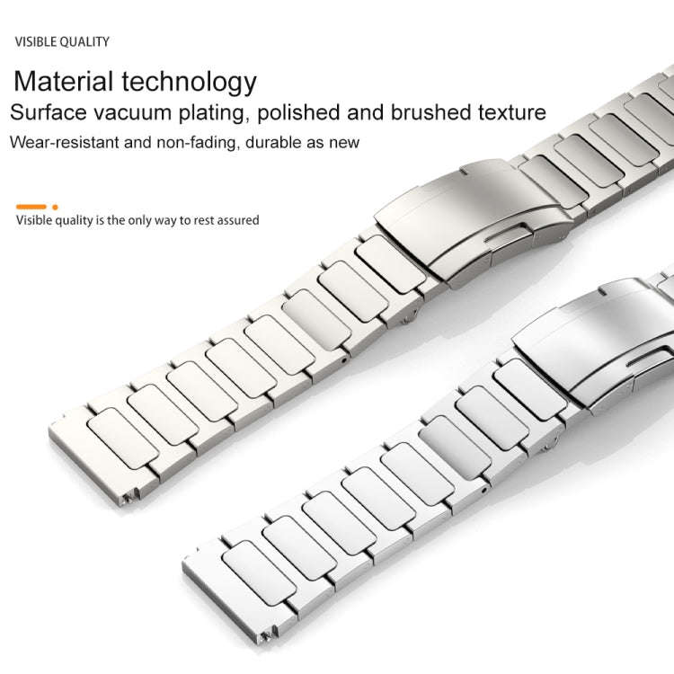 22mm Three Strains Uplift Turtle Buckle Titanium Metal Watch Band(Silver)