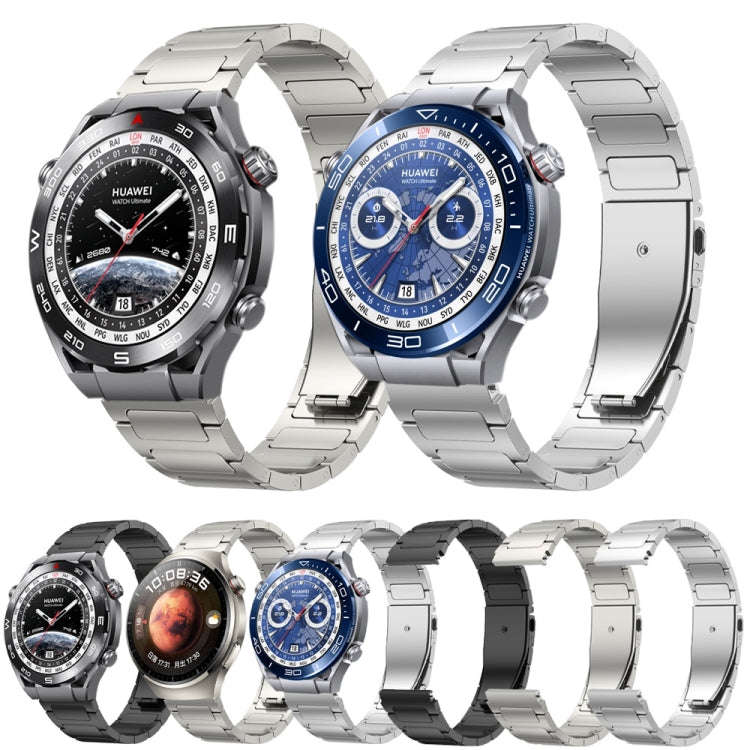 22mm Three Strains Uplift Jump Buckle Titanium Metal Watch Band(Silver)