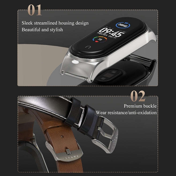 For Xiaomi Mi Band 8 Mijobs CS Case Microfiber PU Leather Watch Band(Grey Silver)