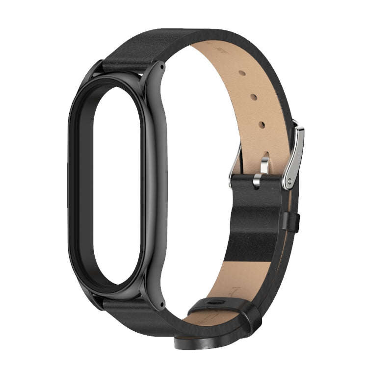 For Xiaomi Mi Band 8 Mijobs Plus Case Microfiber PU Leather Watch Band(Black)
