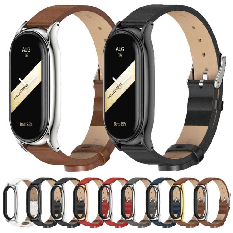 For Xiaomi Mi Band 8 Mijobs Plus Case Microfiber PU Leather Watch Band(Red Rose Gold)