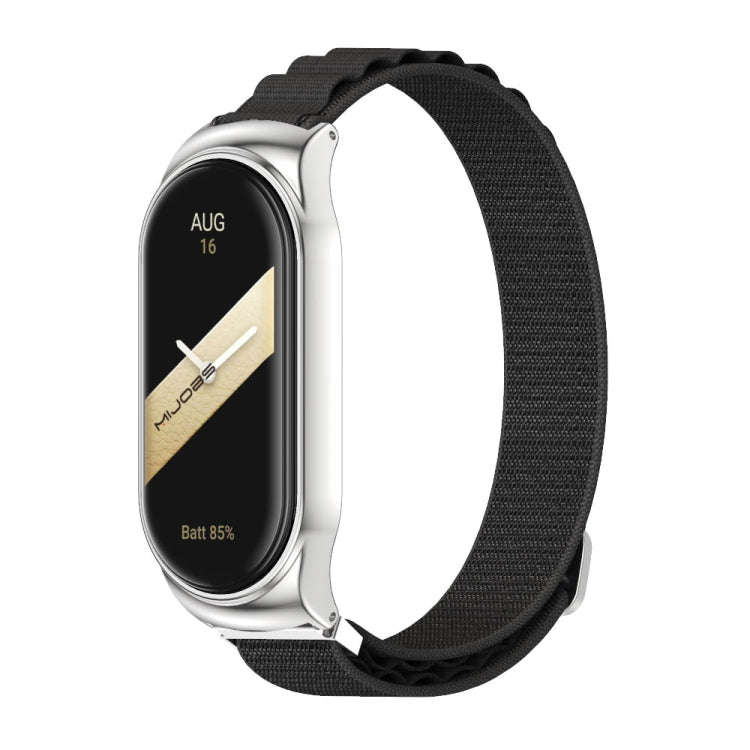 For Xiaomi Mi Band 8 Mijobs CS Case Nylon Breathable Watch Band(Black Silver)