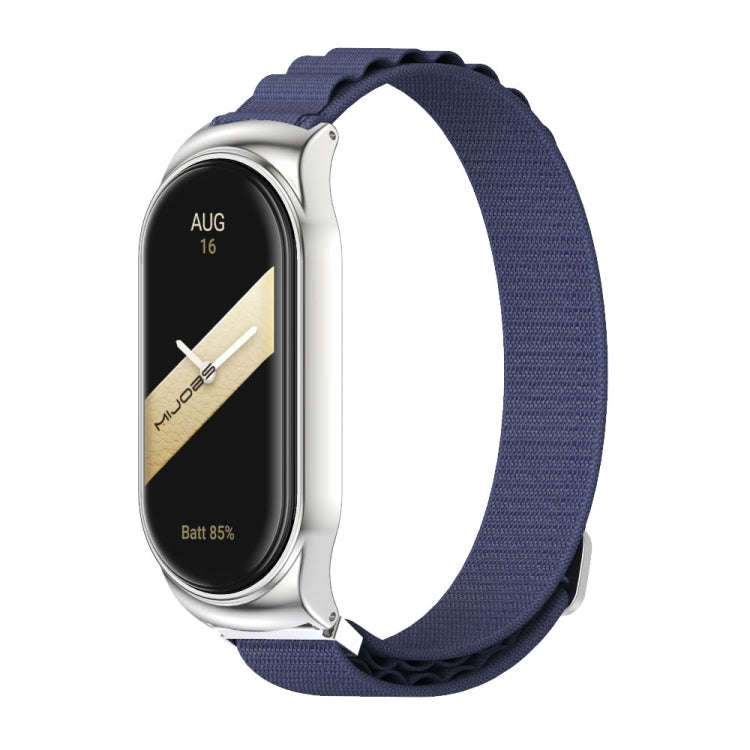 For Xiaomi Mi Band 8 Mijobs CS Case Nylon Breathable Watch Band(Midnight Blue Silver)