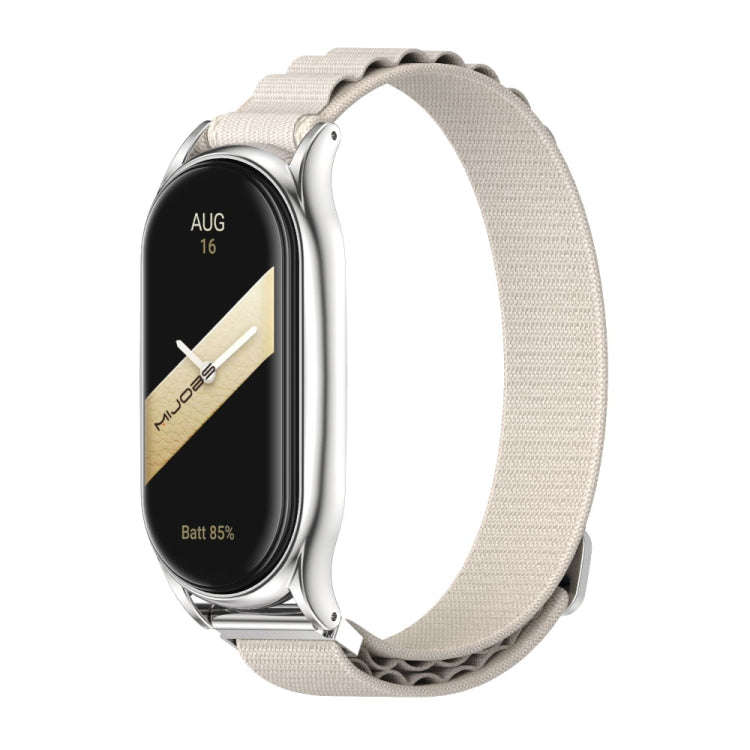 For Xiaomi Mi Band 8 Mijobs Plus Case Nylon Breathable Watch Band(Grey Silver)