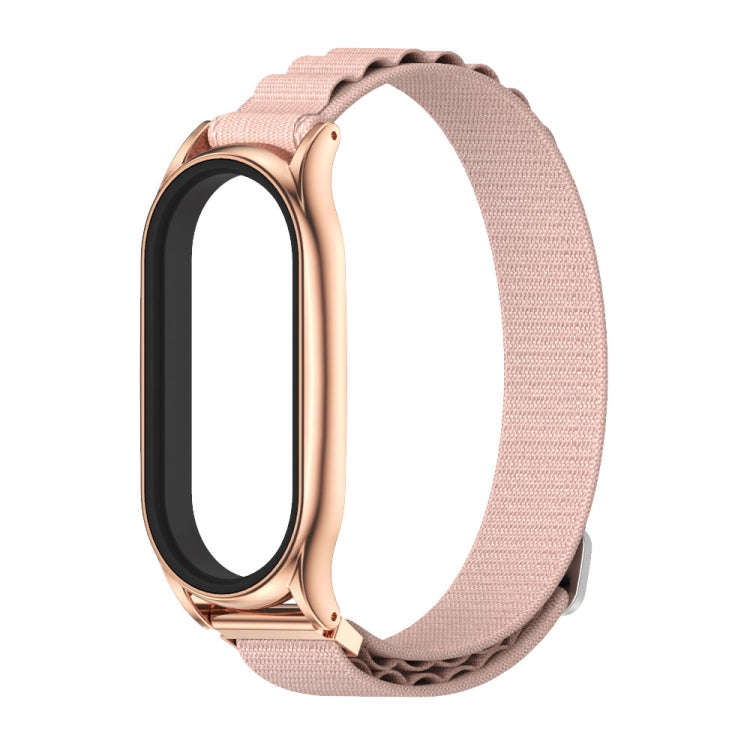 For Xiaomi Mi Band 8 Mijobs Plus Case Nylon Breathable Watch Band(Pink Rose Gold)