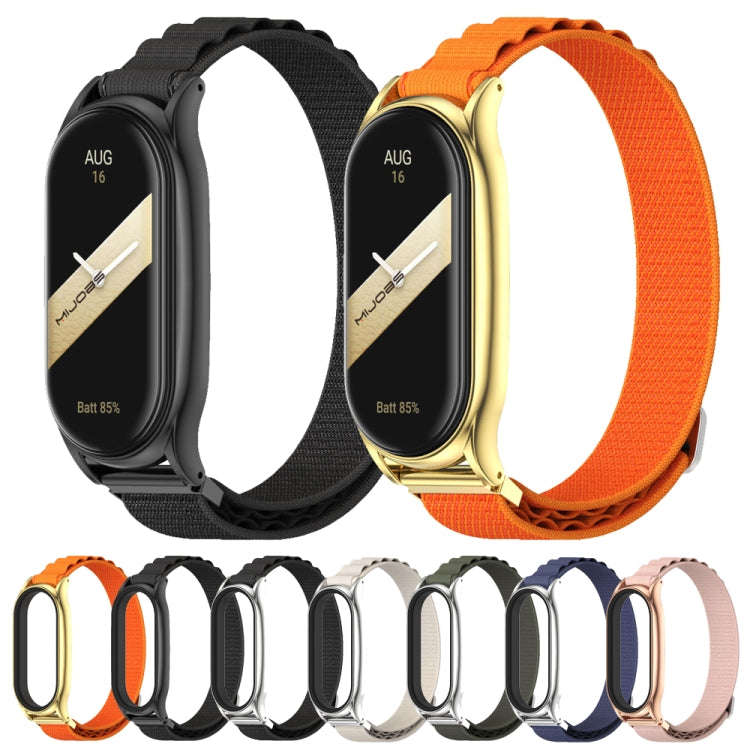 For Xiaomi Mi Band 8 Mijobs Plus Case Nylon Breathable Watch Band(Grey Silver)