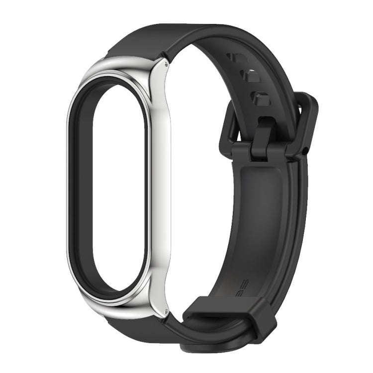 For Xiaomi Mi Band 8 Mijobs CS Case Silicone Watch Band(Black Silver)