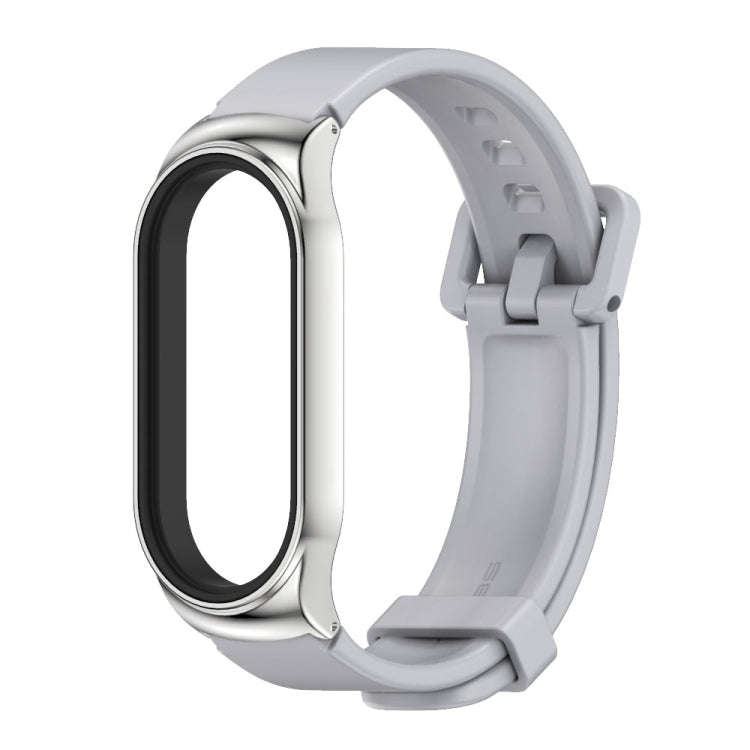 For Xiaomi Mi Band 8 Mijobs CS Case Silicone Watch Band(Grey Silver)