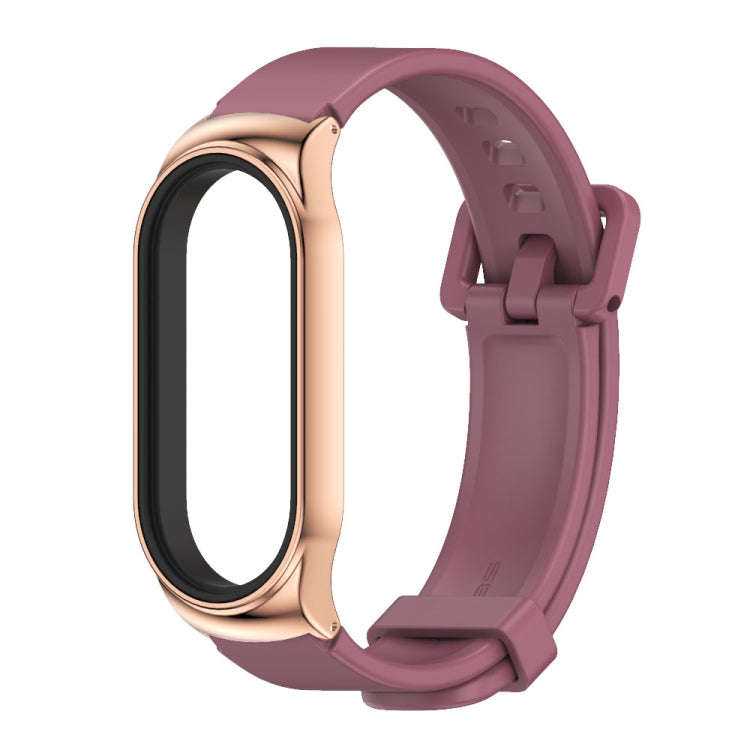 For Xiaomi Mi Band 8 Mijobs CS Case Silicone Watch Band(Wine Red Rose Gold)