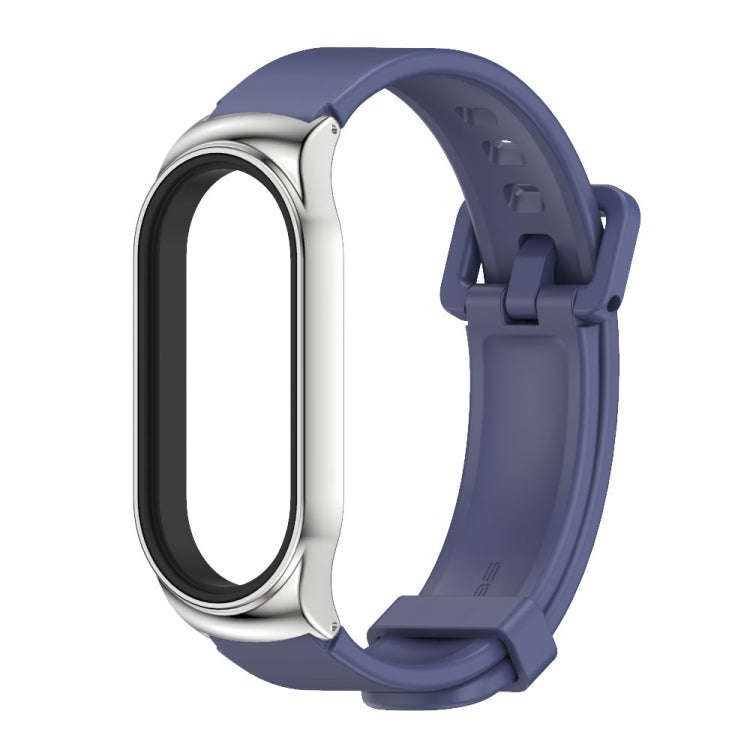 For Xiaomi Mi Band 8 Mijobs CS Case Silicone Watch Band(Midnight Blue Silver)
