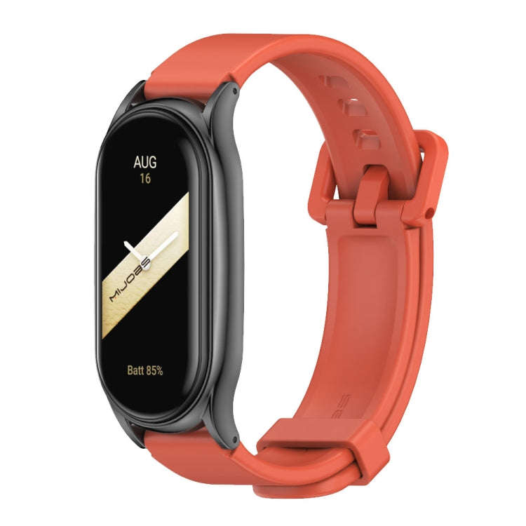 For Xiaomi Mi Band 8 Mijobs Plus Case Silicone Watch Band(Orange Black)