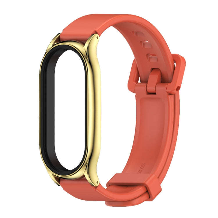 For Xiaomi Mi Band 8 Mijobs Plus Case Silicone Watch Band(Orange Gold)