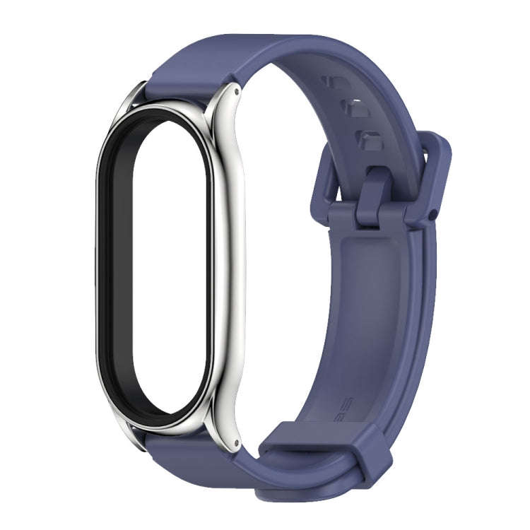 For Xiaomi Mi Band 8 Mijobs Plus Case Silicone Watch Band(Midnight Blue Silver)