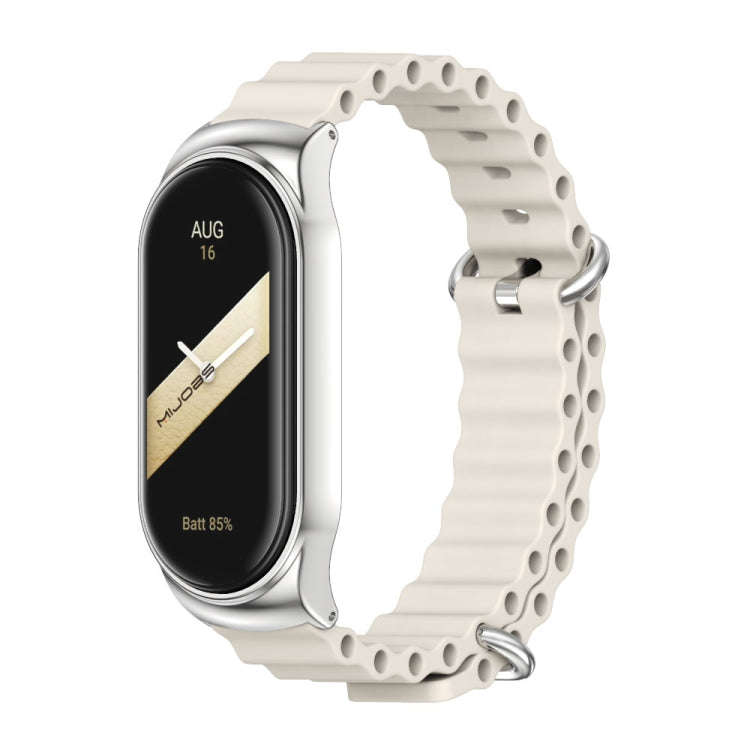 For Xiaomi Mi Band 8 Mijobs CS Case Marine Silicone Breathable Watch Band(Grey Silver)