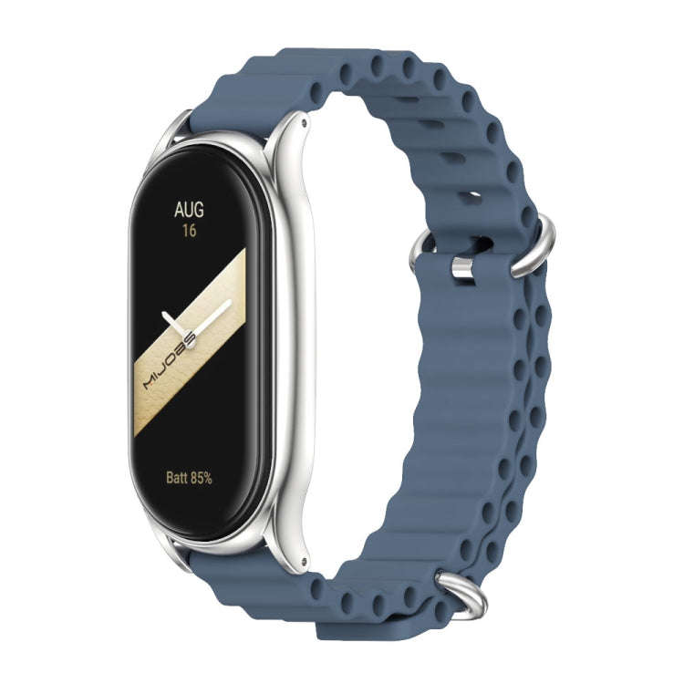For Xiaomi Mi Band 8 Mijobs Plus Case Marine Silicone Breathable Watch Band(Space Blue Silver)