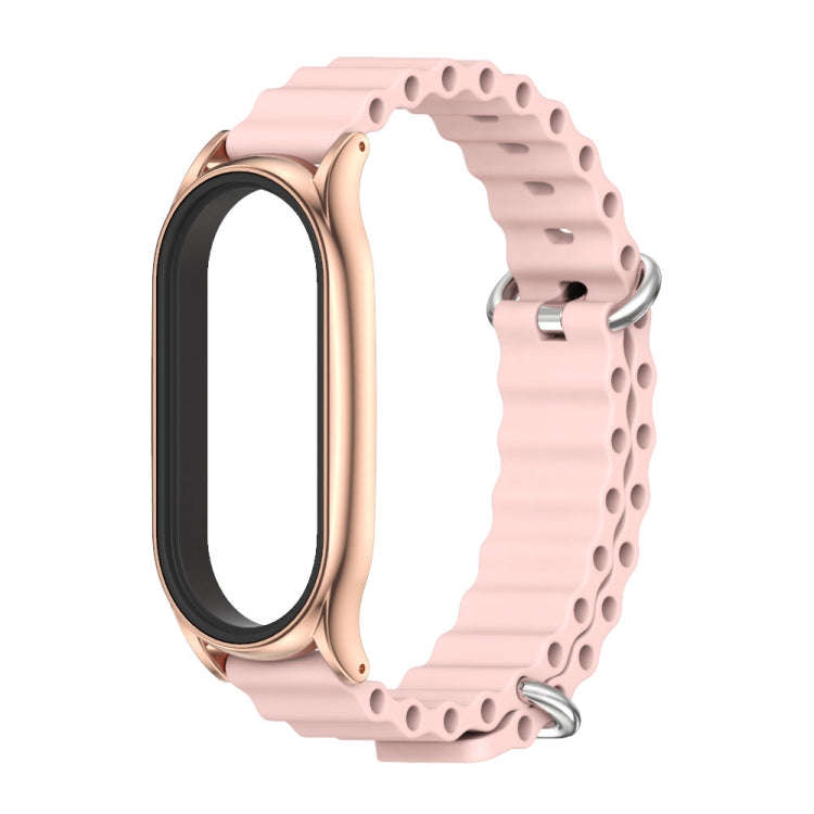 For Xiaomi Mi Band 8 Mijobs Plus Case Marine Silicone Breathable Watch Band(Pink Rose Gold)