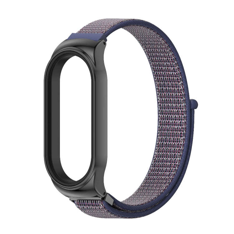 For Xiaomi Mi Band 8 Mijobs CS Case Breathable Nylon Loop Watch Band(Midnight Blue Black)