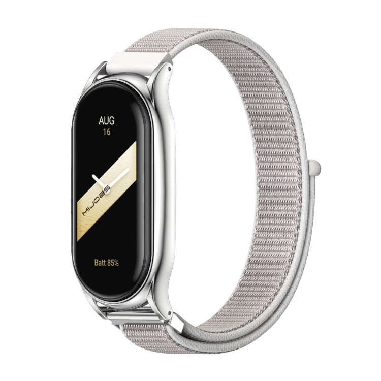 For Xiaomi Mi Band 8 Mijobs Plus Case Breathable Nylon Loop Watch Band(Sea Shell Silver)