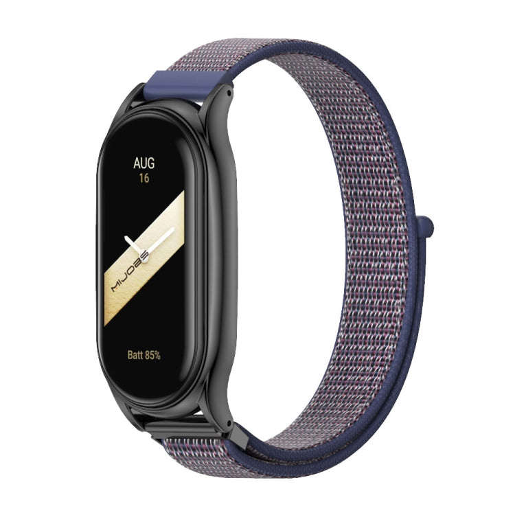 For Xiaomi Mi Band 8 Mijobs Plus Case Breathable Nylon Loop Watch Band(Midnight Blue Black)