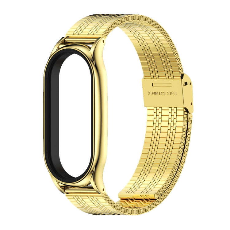 For Xiaomi Mi Band 8 Mijobs Plus Case Metal Watch Band(Gold)