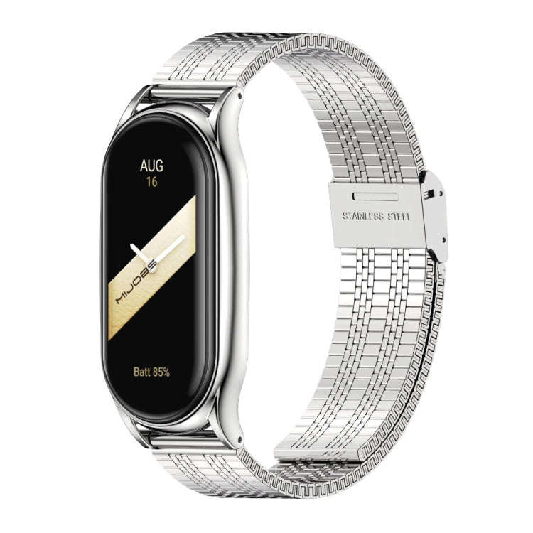 For Xiaomi Mi Band 8 Mijobs Plus Case Metal Watch Band(Silver)