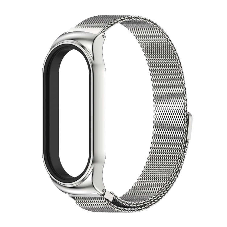 For Xiaomi Mi Band 8 Mijobs CS Case Milan Magnetic Stainless Steel Watch Band(Silver)