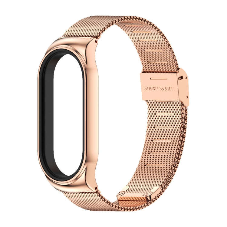 For Xiaomi Mi Band 8 Mijobs CS Case Milan Buckle Metal Watch Band(Rose Gold)
