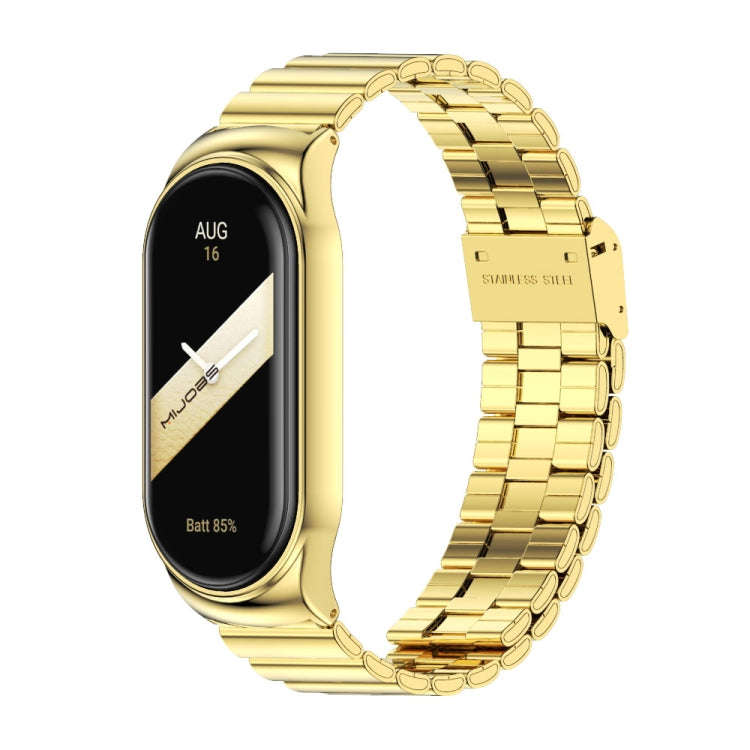 For Xiaomi Mi Band 8 Mijobs CS Case Bamboo Buckle Metal Watch Band(Gold)
