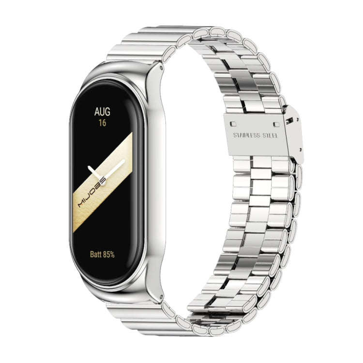 For Xiaomi Mi Band 8 Mijobs CS Case Bamboo Buckle Metal Watch Band(Silver)