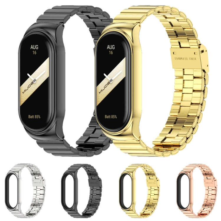 For Xiaomi Mi Band 8 Mijobs CS Case Bamboo Buckle Metal Watch Band(Black)