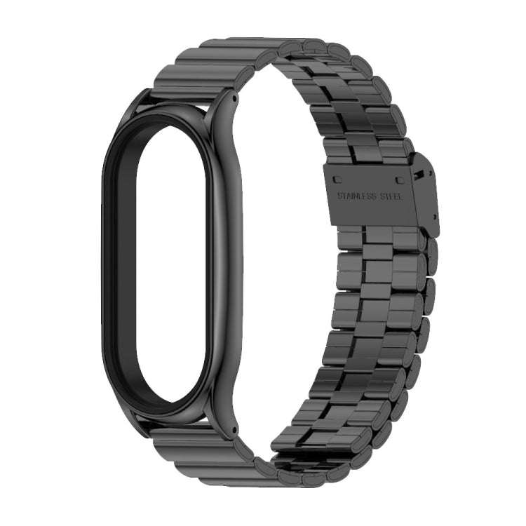 For Xiaomi Mi Band 8 Mijobs Plus Case Bamboo Buckle Metal Watch Band(Black)