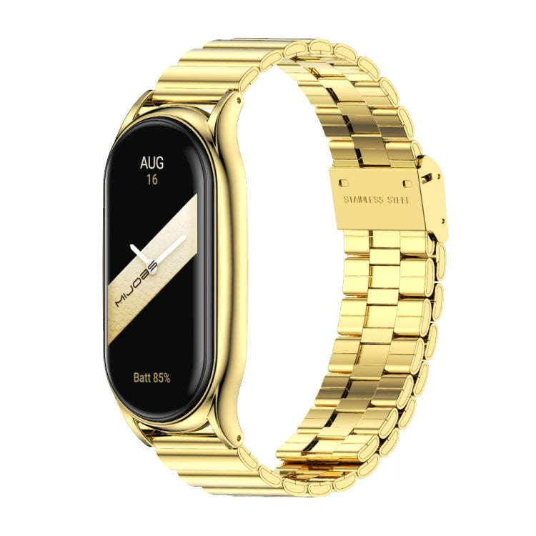 For Xiaomi Mi Band 8 Mijobs Plus Case Bamboo Buckle Metal Watch Band(Gold)