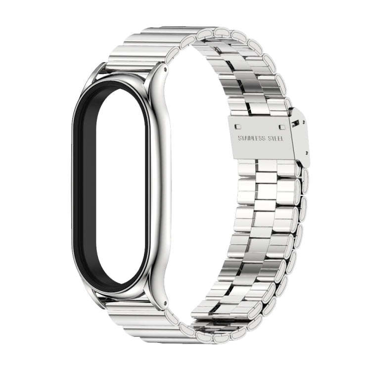 For Xiaomi Mi Band 8 Mijobs Plus Case Bamboo Buckle Metal Watch Band(Silver)