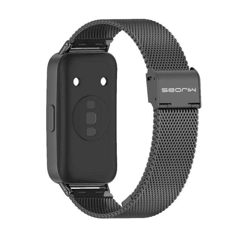 For Huawei Band 8 / 9 / 10 Mijobs Milan Buckle Stainless Steel Watch Band(Black)