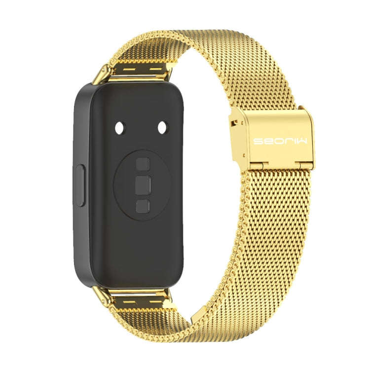 For Huawei Band 8 / 9 / 10 Mijobs Milan Buckle Stainless Steel Watch Band(Gold)