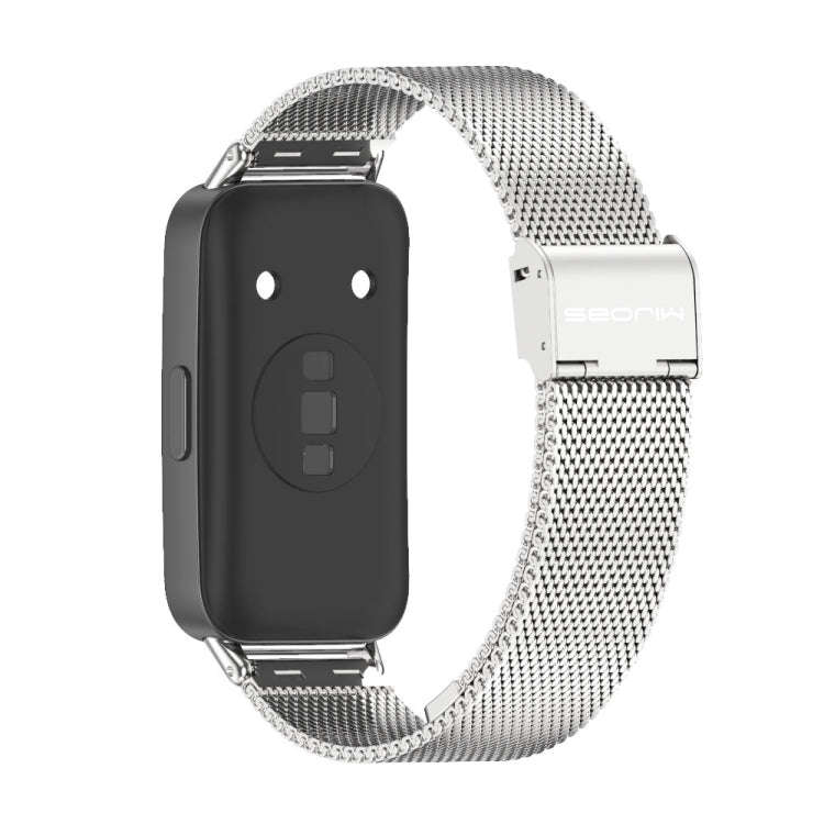 For Huawei Band 8 / 9 / 10 Mijobs Milan Buckle Stainless Steel Watch Band(Silver)