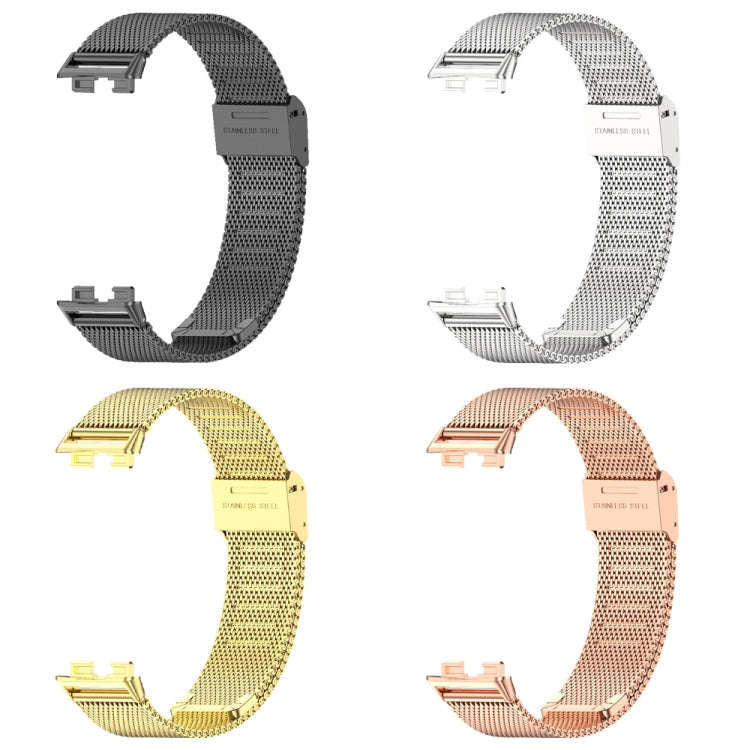 For Huawei Band 8 / 9 / 10 Mijobs Milan Buckle Stainless Steel Watch Band(Black)