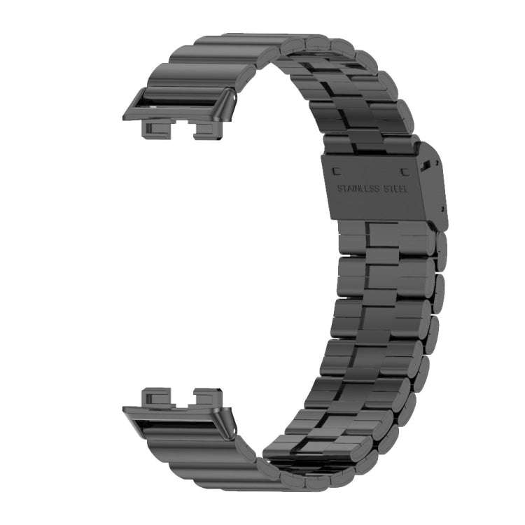 For Huawei Band 8 / 9 / 10 Mijobs Bamboo Buckle Stainless Steel Watch Band(Black)